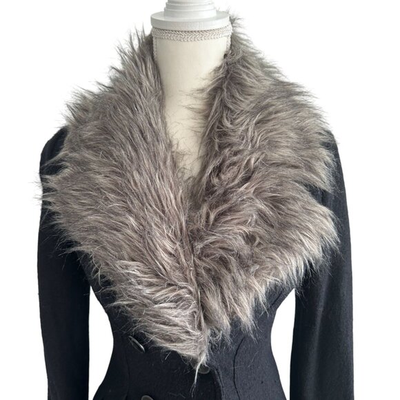 FREE PEOPLE Womens Faux Fur Collared Coat Size 2 - Picture 2 of 5